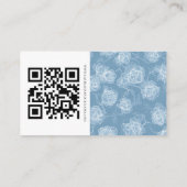 Modern Calligraphy Dusty Blue QR Info Wedding Informatiekaartje (Achterkant)