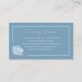 Modern Calligraphy Dusty Blue QR Info Wedding Informatiekaartje