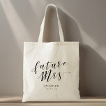 Modern Calligraphy Future Mrs. Tote Bag<br><div class="desc">Aangepast ontworpen canvas tas om de bruid te voorzien van "toekomstig Mrs." modern,  stijlvol handcalligrafisch ontwerp. Personaliseer met naam en datum.</div>