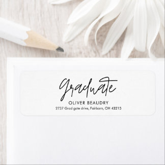 Modern Calligraphy Graduation Return Address Etiket