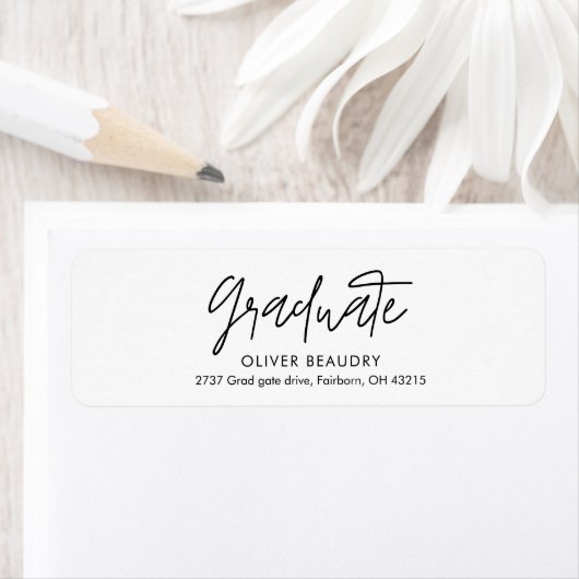 Modern Calligraphy Graduation Return Address Etiket (Insitu)