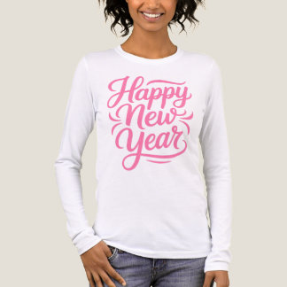 Modern Calligraphy Happy New Year in Pink Tri-Blend Shirt