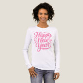 Modern Calligraphy Happy New Year in Pink Tri-Blend Shirt (Voorkant)