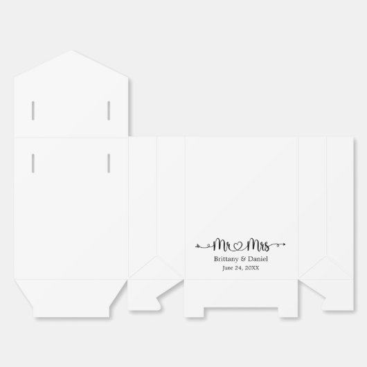 Modern Calligraphy Heart Mr. en Mrs Wedding Bedankdoosjes (Ongevouwen)