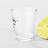 Modern Calligraphy Heart Mr. en Mrs Wedding Shot Glas (Rechts)