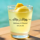 Modern Calligraphy Heart Mr. en Mrs Wedding Shot Glas