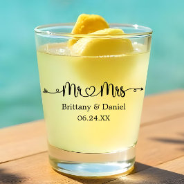 Modern Calligraphy Heart Mr. en Mrs Wedding Shot Glas