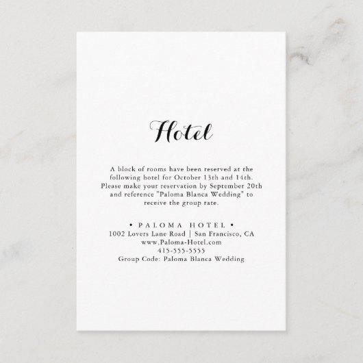 Modern Calligraphy Hotel Informatiekaartje (Voorkant)