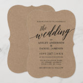 Modern Calligraphy Kraft Wedding Kaart (Voorkant / Achterkant)
