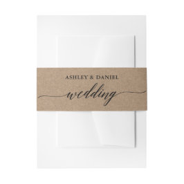 Modern Calligraphy Kraft Wedding Uitnodigingen Wikkel