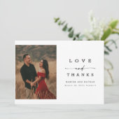 Modern Calligraphy Lettering Wedding Photo Bedankkaart (Staand voorkant)