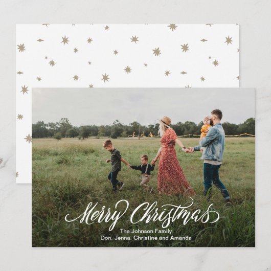 Modern Calligraphy Merry Christmas Feestdagenkaart (Voorkant / Achterkant)