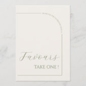 Modern Calligraphy Minimalist Arch Favors Sign Kaart (Voorkant)