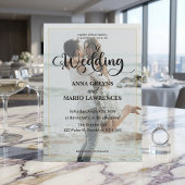 Modern Calligraphy Photo Faux Gold Wedding  Kaart