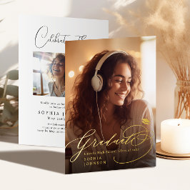 Modern Calligraphy Photo Graduation Announcement Folie Uitnodiging