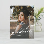 Modern Calligraphy Photo Graduation Vertical Aankondiging (Staand voorkant)