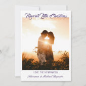 Modern Calligraphy Purple Married Little Christmas Feestdagenkaart (Voorkant)