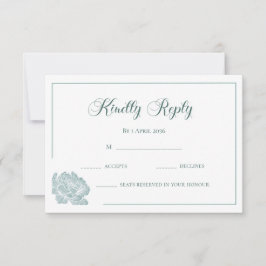 Modern Calligraphy Sage Green Floral Wedding RSVP Kaartje
