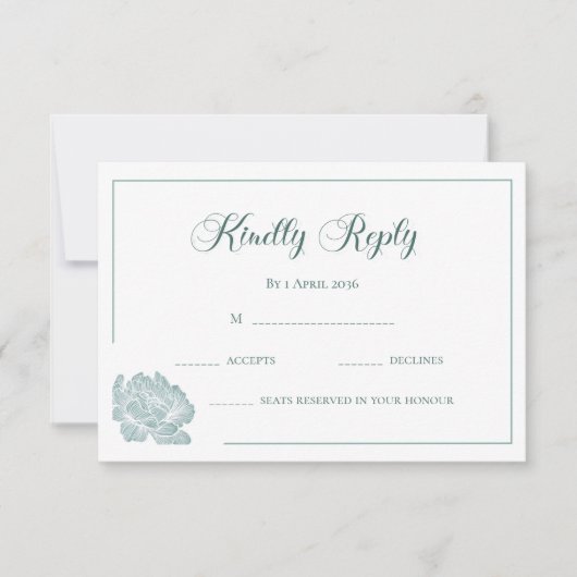 Modern Calligraphy Sage Green Floral Wedding RSVP Kaartje (Voorkant)