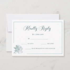 Modern Calligraphy Sage Green Floral Wedding RSVP  Notitiekaartje