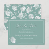 Modern Calligraphy Sage Green Floral Wedding  Save The Date (Voorkant / Achterkant)