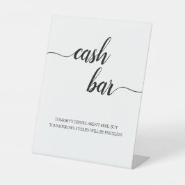 Modern Calligraphy Schrift Bruidspaar Cash Bar Bor Reclamebord Met Voetstuk