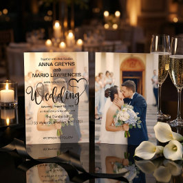 Modern Calligraphy Script 2 Photo Overlay Wedding Kaart