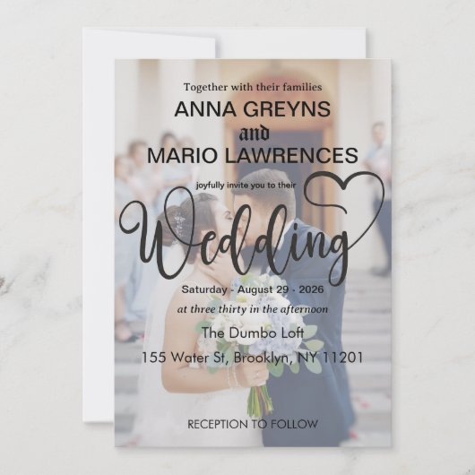 Modern Calligraphy Script 2 Photo Overlay Wedding Kaart (Voorkant)