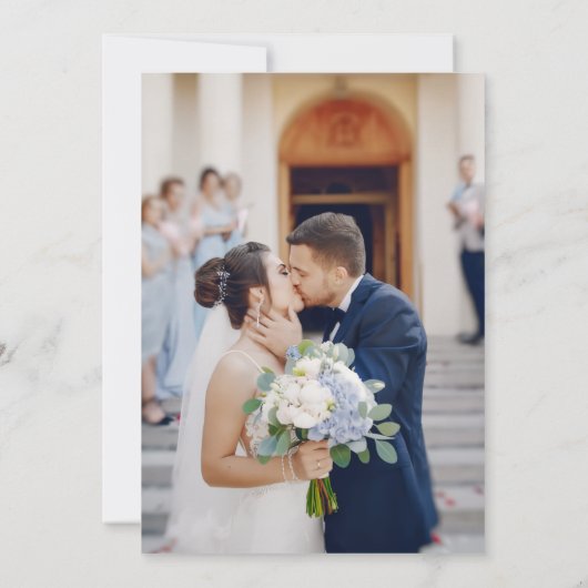 Modern Calligraphy Script 2 Photo Overlay Wedding Kaart (Achterkant)