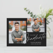 Modern Calligraphy Script 3 Foto Afstuderen Aankondiging (Staand voorkant)