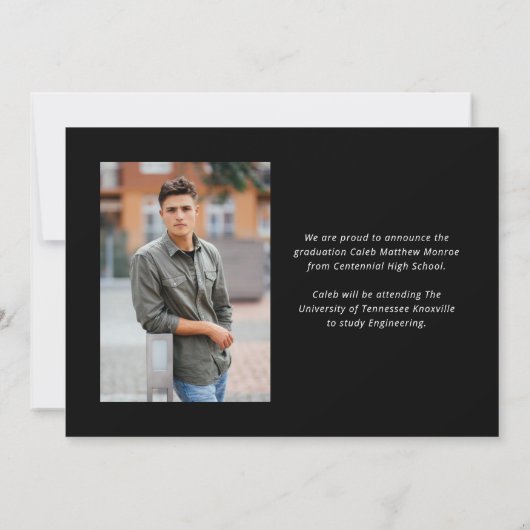 Modern Calligraphy Script 3 Foto Afstuderen Aankondiging (Achterkant)