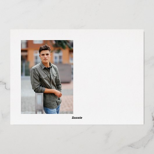 Modern Calligraphy Script 3 Foto Afstuderen Folie Uitnodiging (Achterkant)