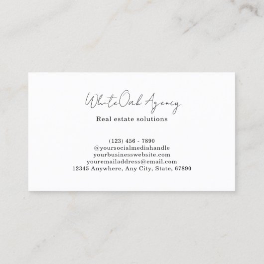 Modern Calligraphy Script Black and White Monogram Visitekaartje (Achterkant)