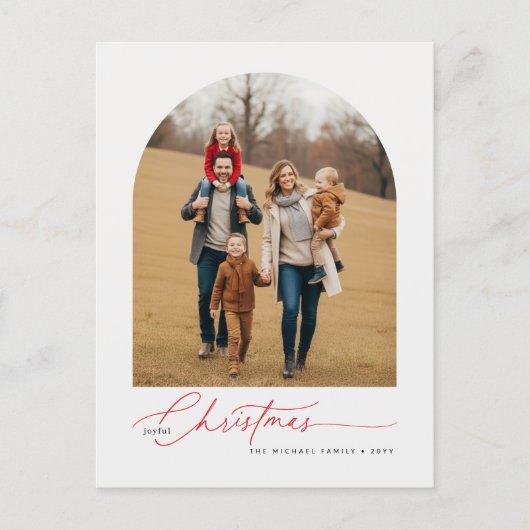 Modern Calligraphy Script Christmas Family Photo Feestdagenkaart (Voorkant)
