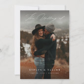 Modern Calligraphy Script Photo QR Code Wedding Kaart (Voorkant)