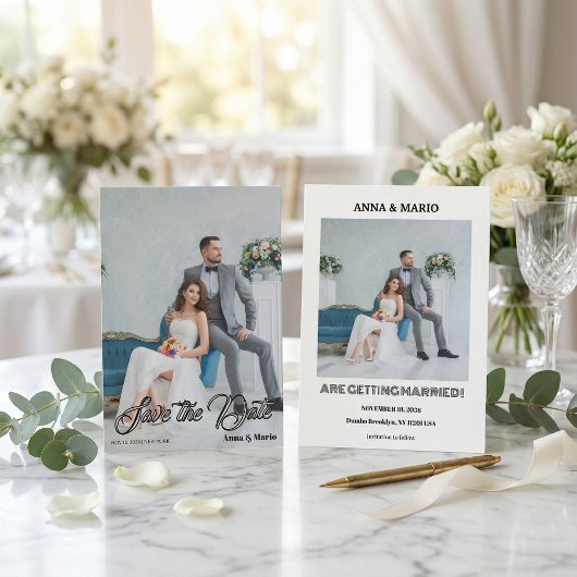 Modern Calligraphy Script Photo Wedding Save The Date