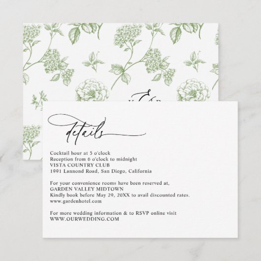 Modern Calligraphy Script Simple Wedding Details Informatiekaartje (Voorkant / Achterkant)