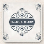 Modern calligraphy vintage floral wedding bier onderzetter (Voorkant)