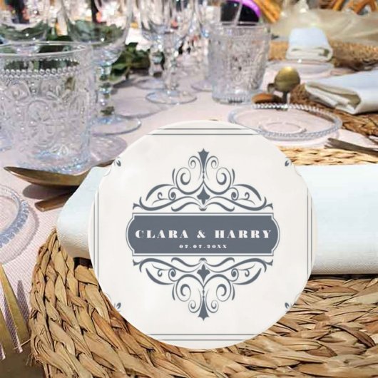 Modern calligraphy vintage floral wedding  zandsteen onderzetter