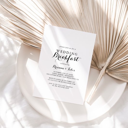 Modern Calligraphy Wedding Breakfast Kaart