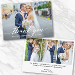 Modern Calligraphy Wedding Bride Groom 4 Foto Bedankkaart<br><div class="desc">Moderne calligrafie-weddenschap en groom 4 foto's Hartelijk dank - Wit script</div>