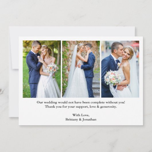 Modern Calligraphy Wedding Bride Groom 4 Foto Bedankkaart (Achterkant)