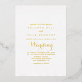 Modern Calligraphy Wedding Gold Folie Uitnodiging (Voorkant)
