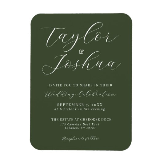 Modern Calligraphy Wedding Invitation Magnet Magneet (Verticaal)