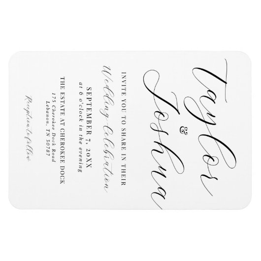 Modern Calligraphy Wedding Invitation Magnet Magneet (Horizontaal)
