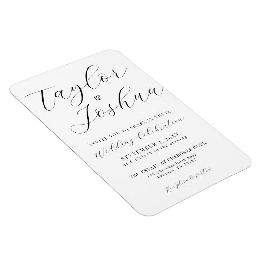 Modern Calligraphy Wedding Invitation Magnet Magneet (Rechterzijde)