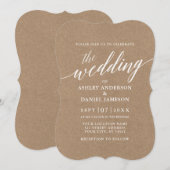 Modern Calligraphy Wedding Kraft Kaart (Voorkant / Achterkant)
