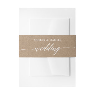 Modern Calligraphy Wedding Kraft Uitnodigingen Wikkel