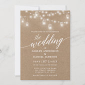 Modern Calligraphy Wedding Lights Kraft Kaart (Voorkant)