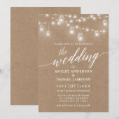 Modern Calligraphy Wedding Lights Kraft Kaart (Voorkant / Achterkant)